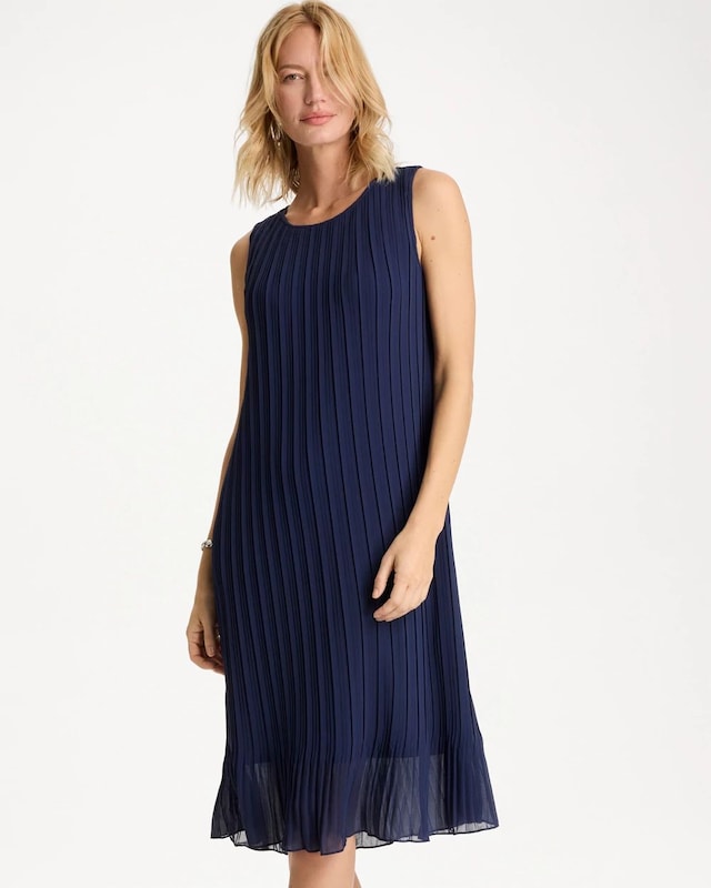 Travelers Pleated Chiffon Midi Dress - image 1